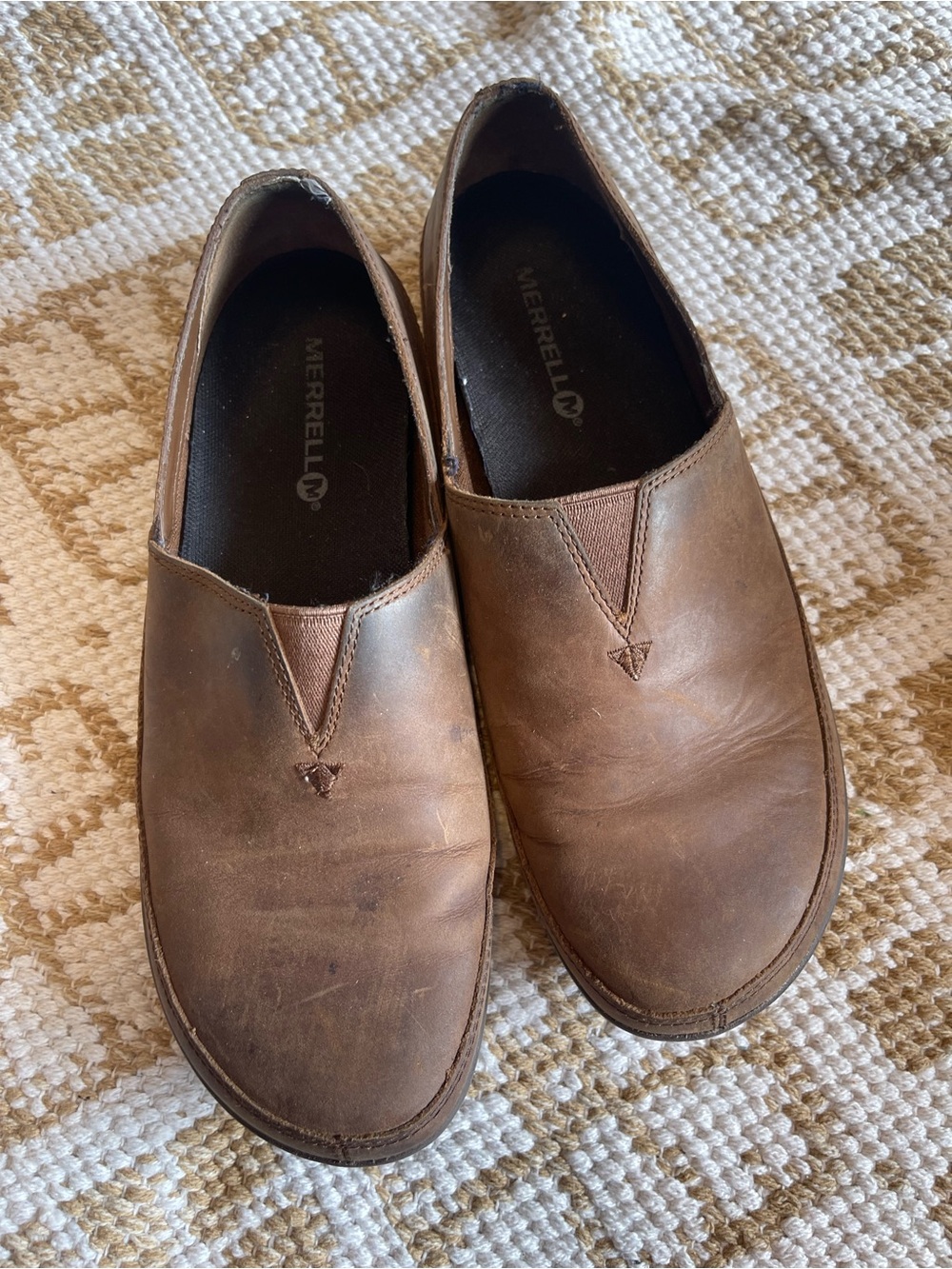 Merrell Brown Leather Slip-On Loafers